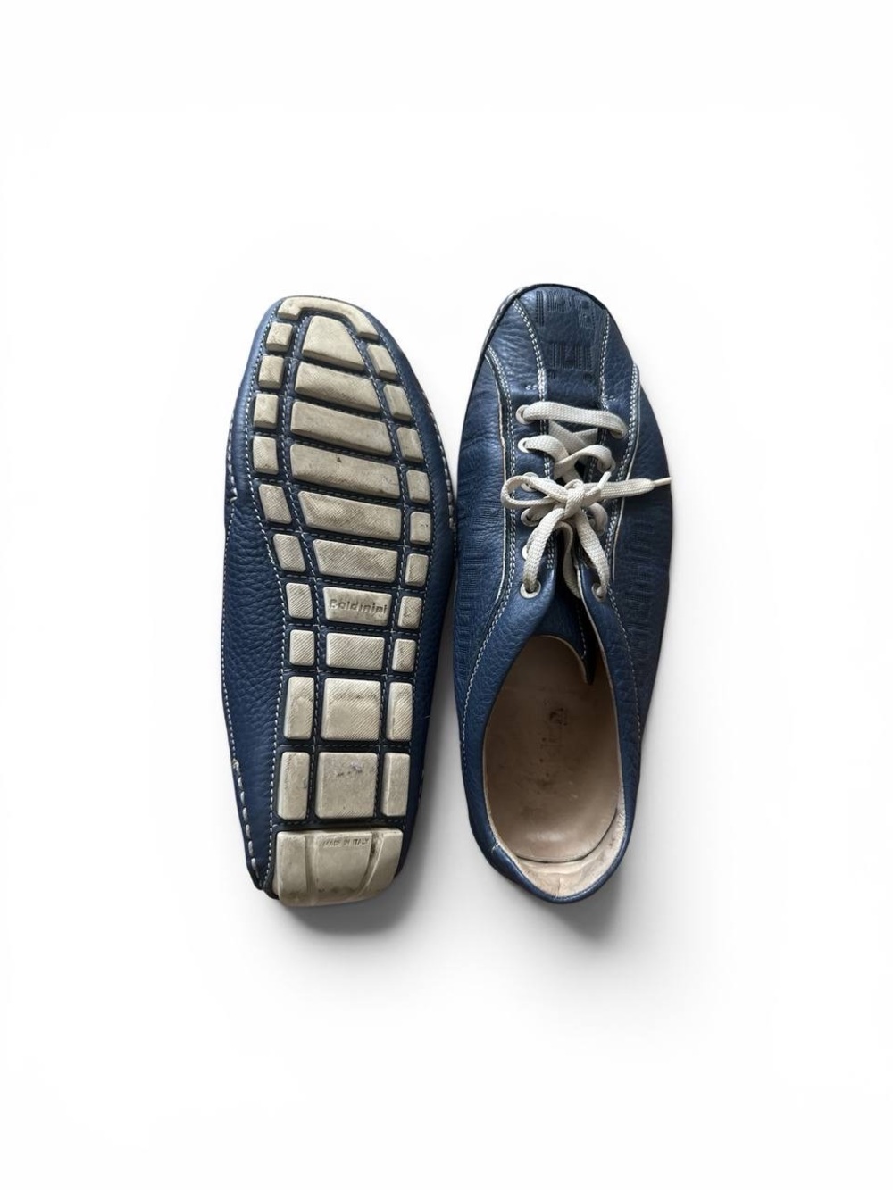 Baldinini Navy Blue Leather Casual Lace-Up Loafers